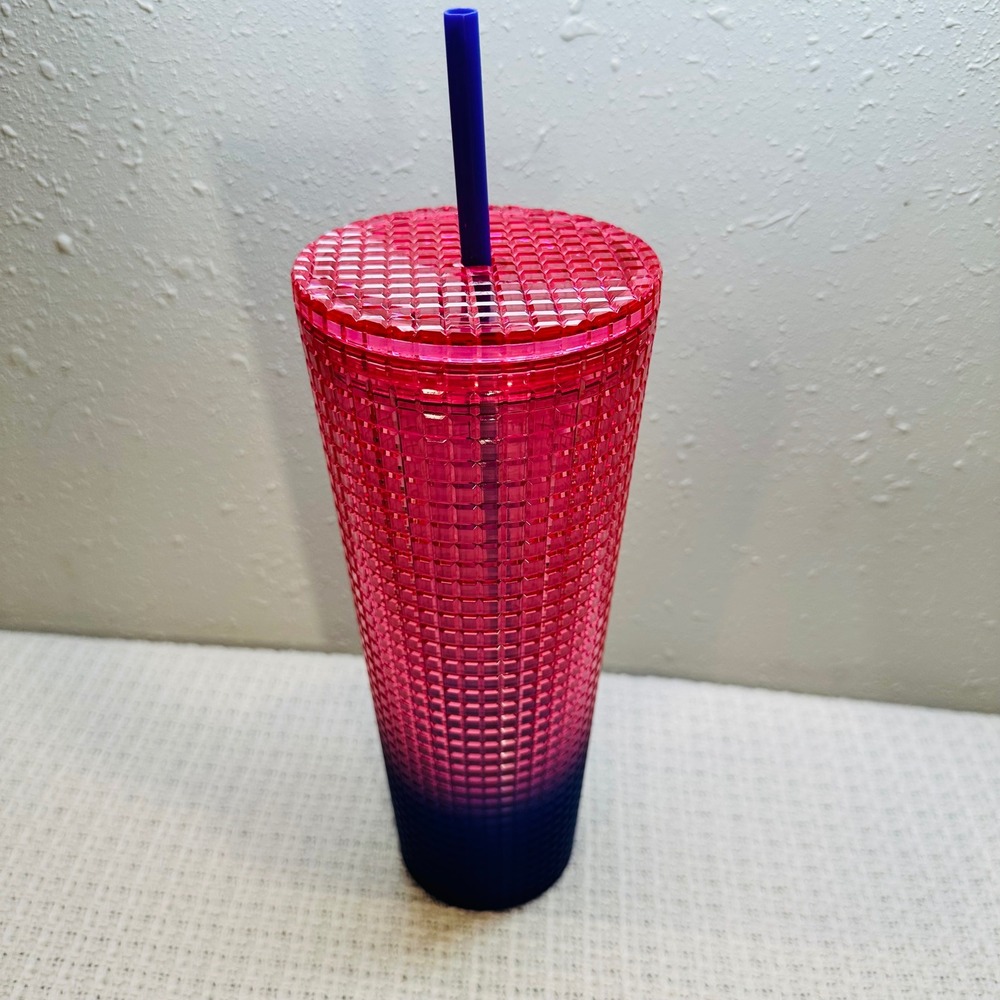 Starbucks Tumbler Studded Ombre‎ Pink Blue Venti Reusable Cup Straw - Picture 4 of 7
